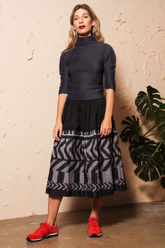 Herringbone Skirt Black
