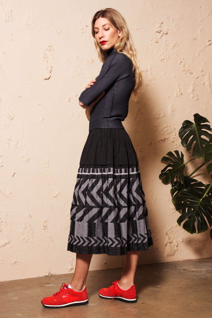 Herringbone Skirt Black