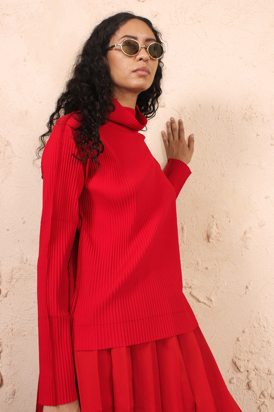 Soft Pleated Long Sleeve Top