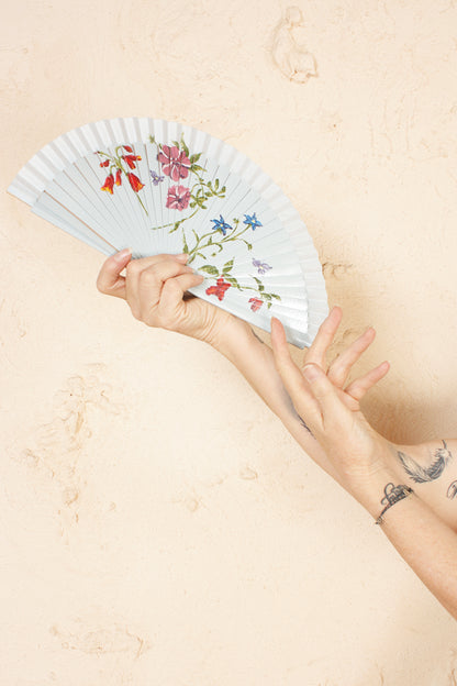 Blue Floral Fan