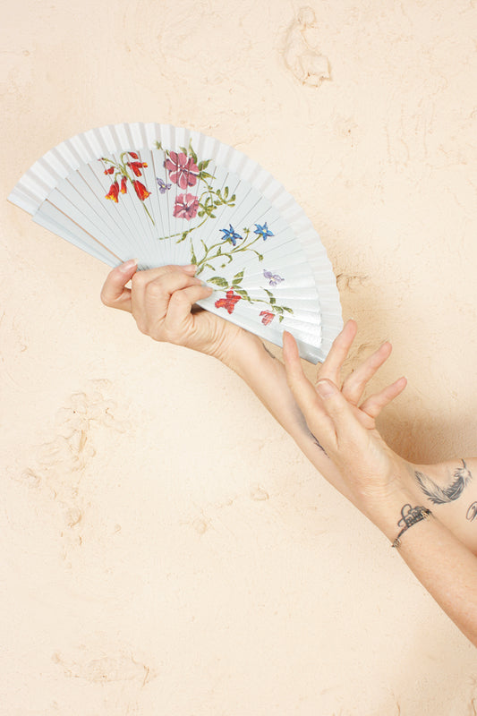 Blue Floral Fan