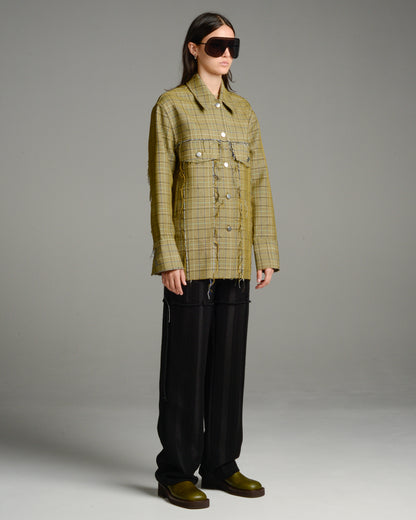Beige Houndstooth Workers Jacket