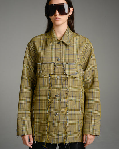 Beige Houndstooth Workers Jacket