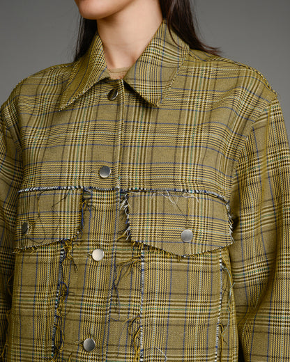 Beige Houndstooth Workers Jacket