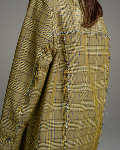 Beige Houndstooth Workers Jacket