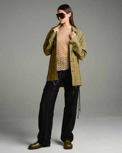 Beige Houndstooth Workers Jacket