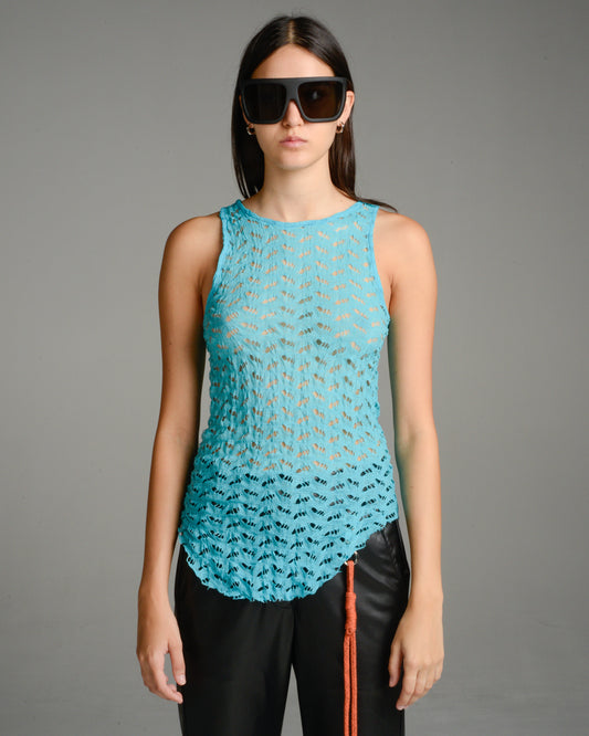 Blue Distressed Tank