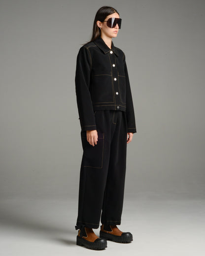 Black Cropped Patch Pocket Jacket